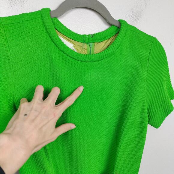 Vintage 60s Bobbie Brooks Dress Womens XS Lime Green Tie Waist Mod Retro FLAWS - Picture 3 of 10